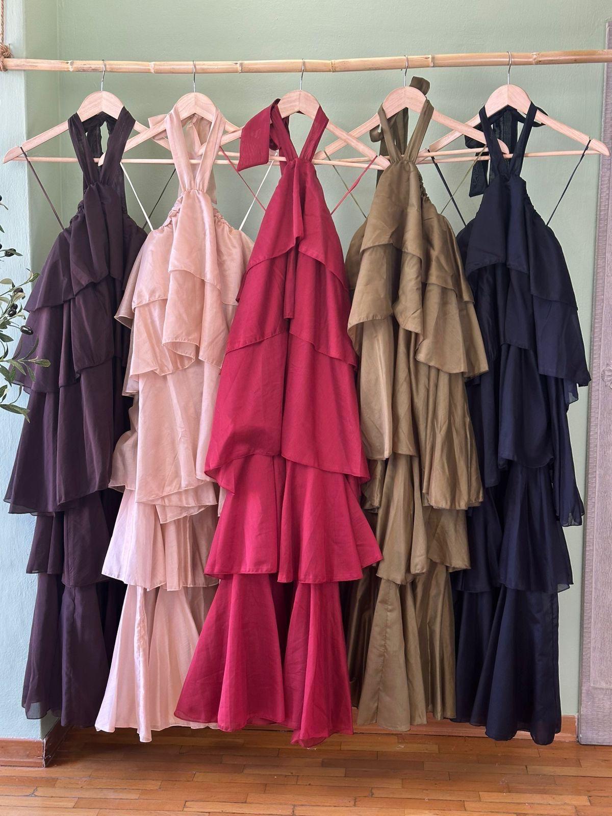 Vestido largo seda halter